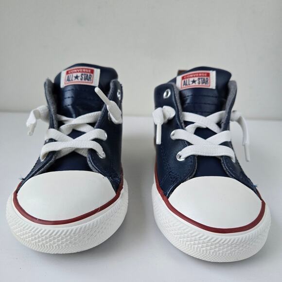Converse NEW Kids Chuck Taylor All Star Leather Street Mid Top Sneaker Size 10 - Picture 8 of 15